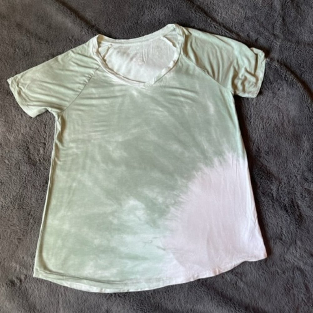 American Eagle AEO Soft & Sexy Tie Dye T-Shirt Ladies S Green White V-Neck